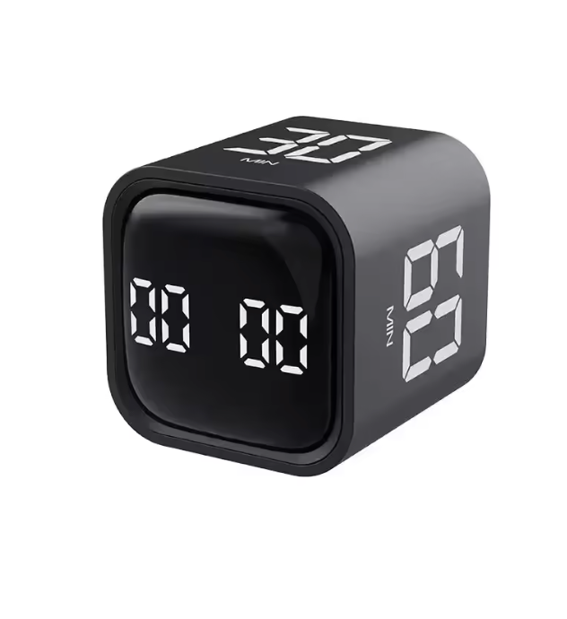 Cube minuteur LED Pomodoro — Capteur de gravité, rechargeable USB-C, productivité