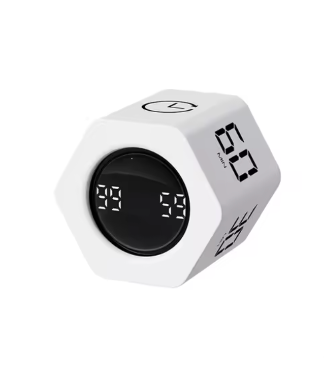 Cube minuteur LED Pomodoro — Capteur de gravité, rechargeable USB-C, productivité