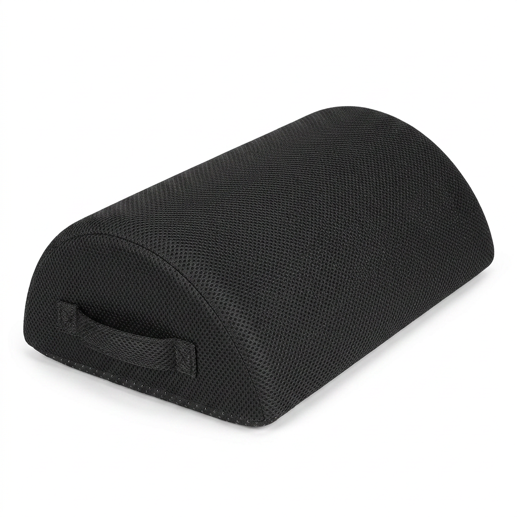 Repose-pieds ergonomique à mémoire de forme — Housse lavable, antidérapant, bureau & voiture