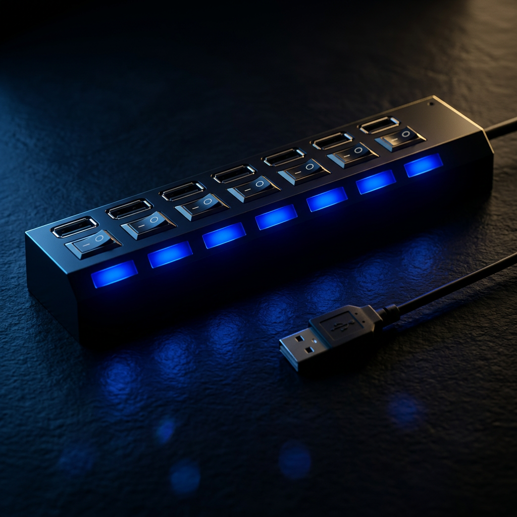 Hub USB 2.0 multi-ports interrupteurs LED – Valoria