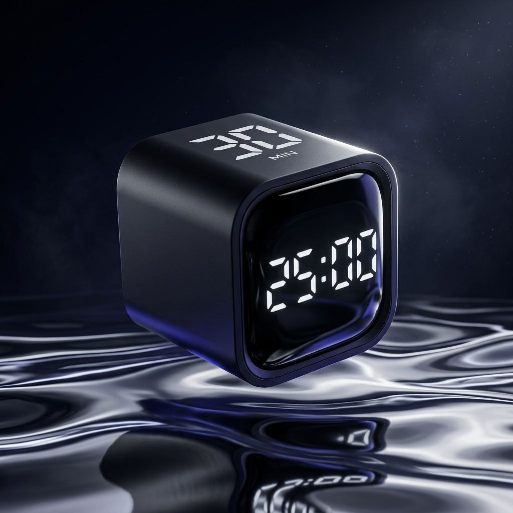 Cube minuteur LED Pomodoro — Capteur de gravité, rechargeable USB-C, productivité
