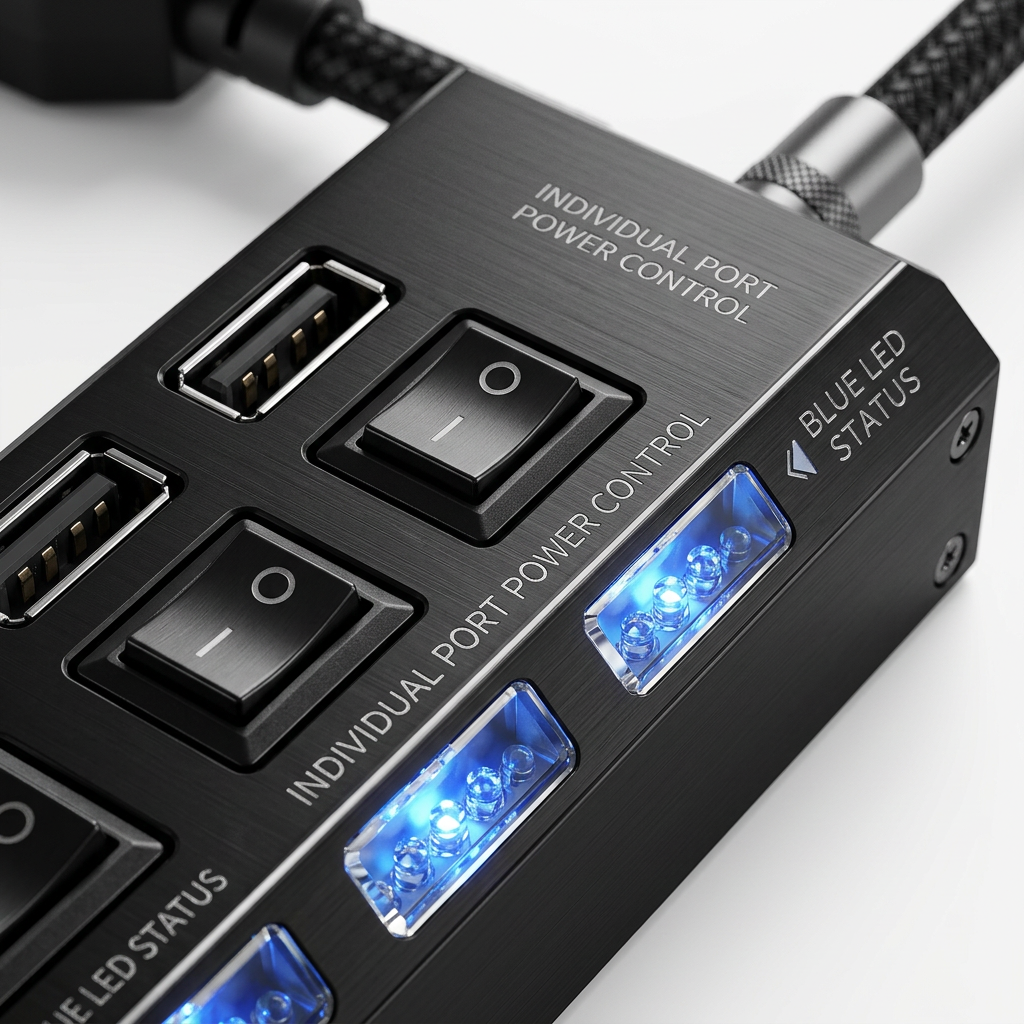 Hub USB 2.0 multi-ports interrupteurs LED – Valoria