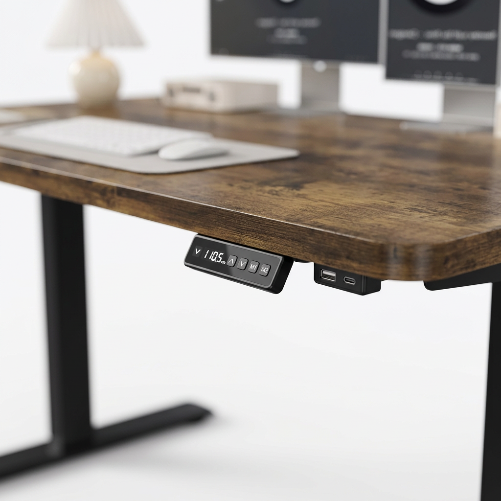 Bureau électrique assis-debout réglable 120x60 cm ports USB – Valoria