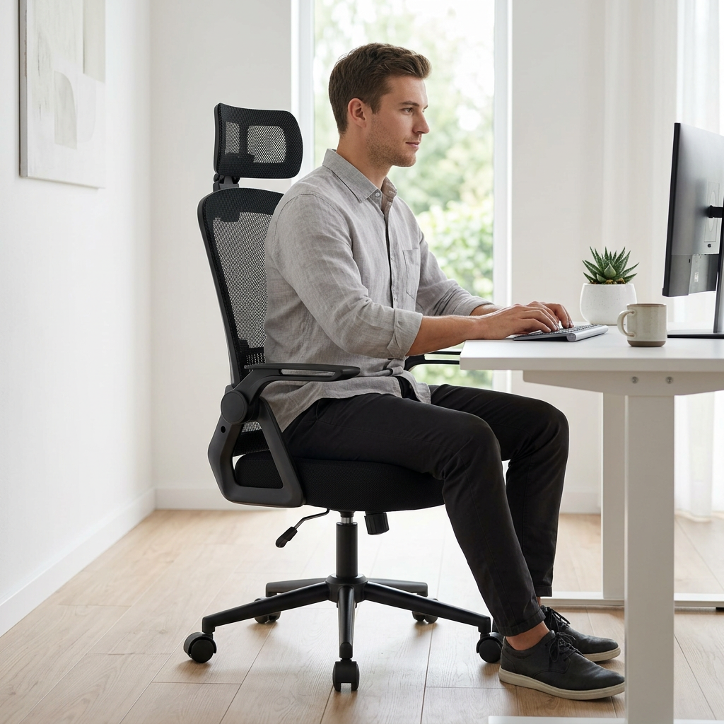 Chaise bureau ergonomique maille respirante support lombaire – Valoria