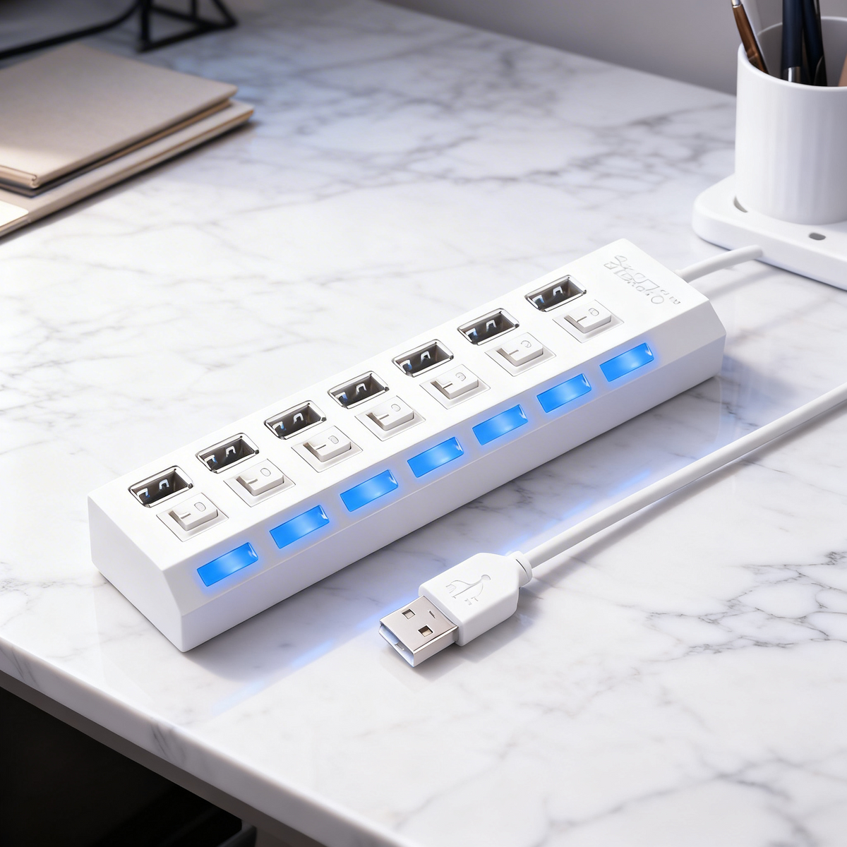 Hub USB 2.0 multi-ports interrupteurs LED – Valoria