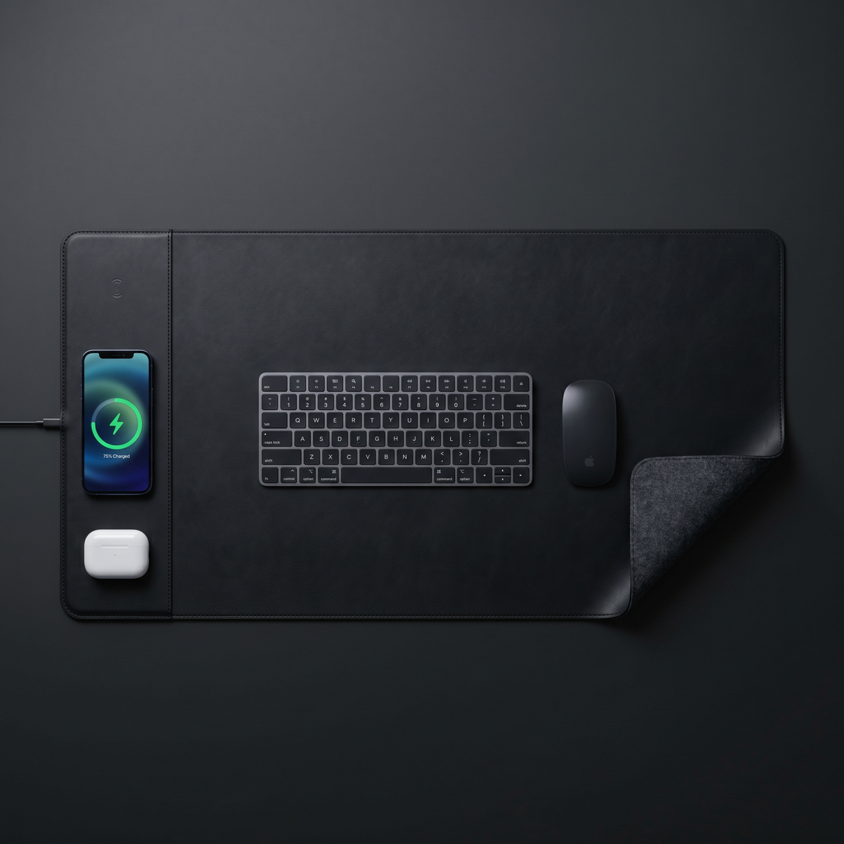 Tapis de Bureau Chargeur Sans Fil — Recharge Magnétique 15W Intégrée | Valoria