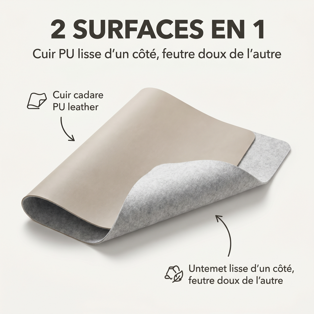 Tapis de Bureau Chargeur Sans Fil — Recharge Magnétique 15W Intégrée | Valoria