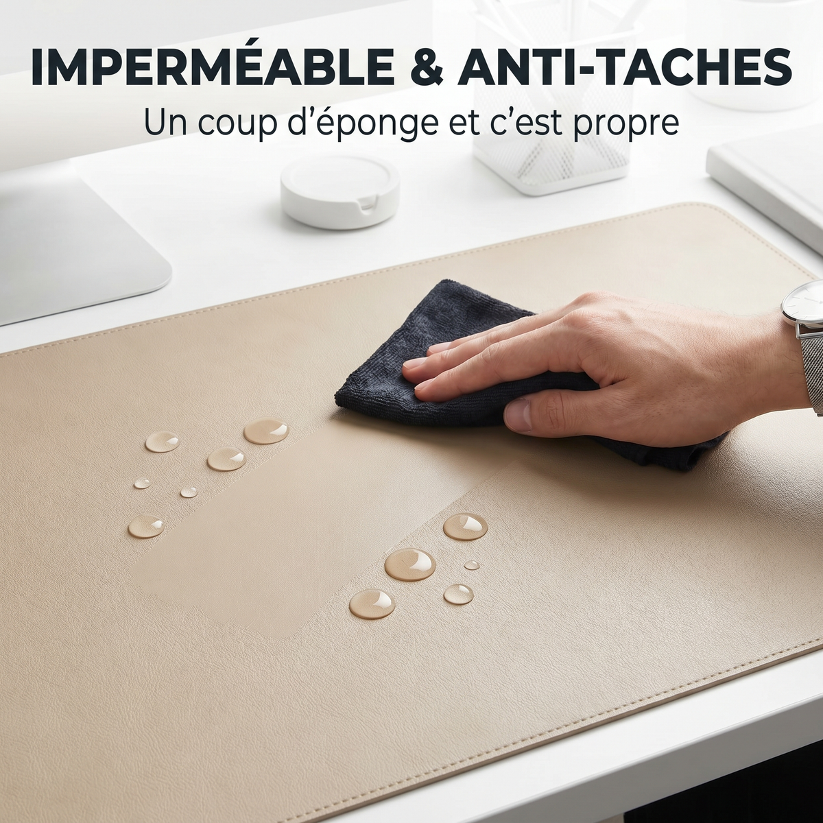 Tapis de Bureau Chargeur Sans Fil — Recharge Magnétique 15W Intégrée | Valoria