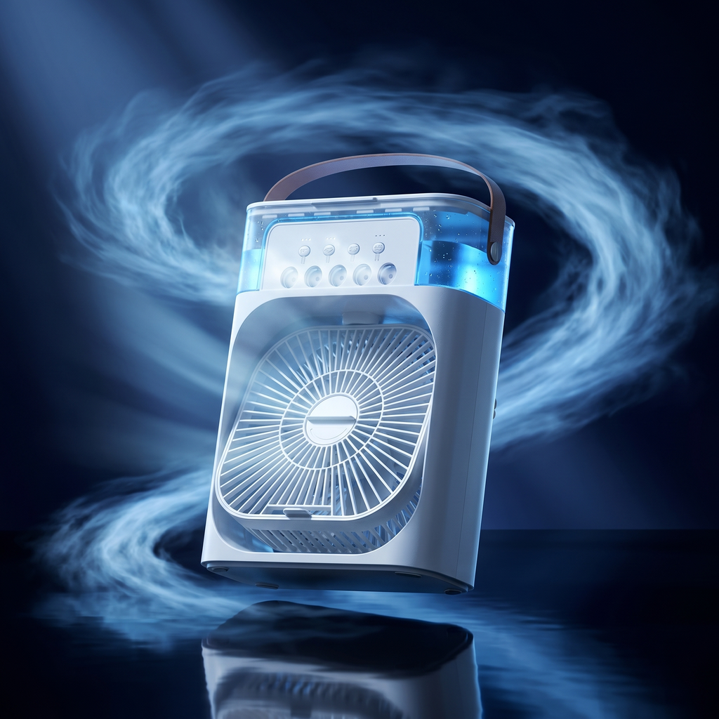 Rafraîchisseur d'Air 3-en-1 Valoria — Ventilateur Brumisateur & Humidificateur de Bureau Silencieux