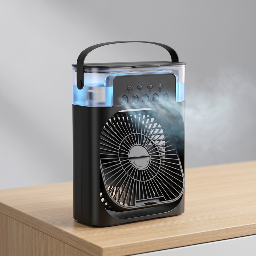 Rafraîchisseur d'Air 3-en-1 Valoria — Ventilateur Brumisateur & Humidificateur de Bureau Silencieux