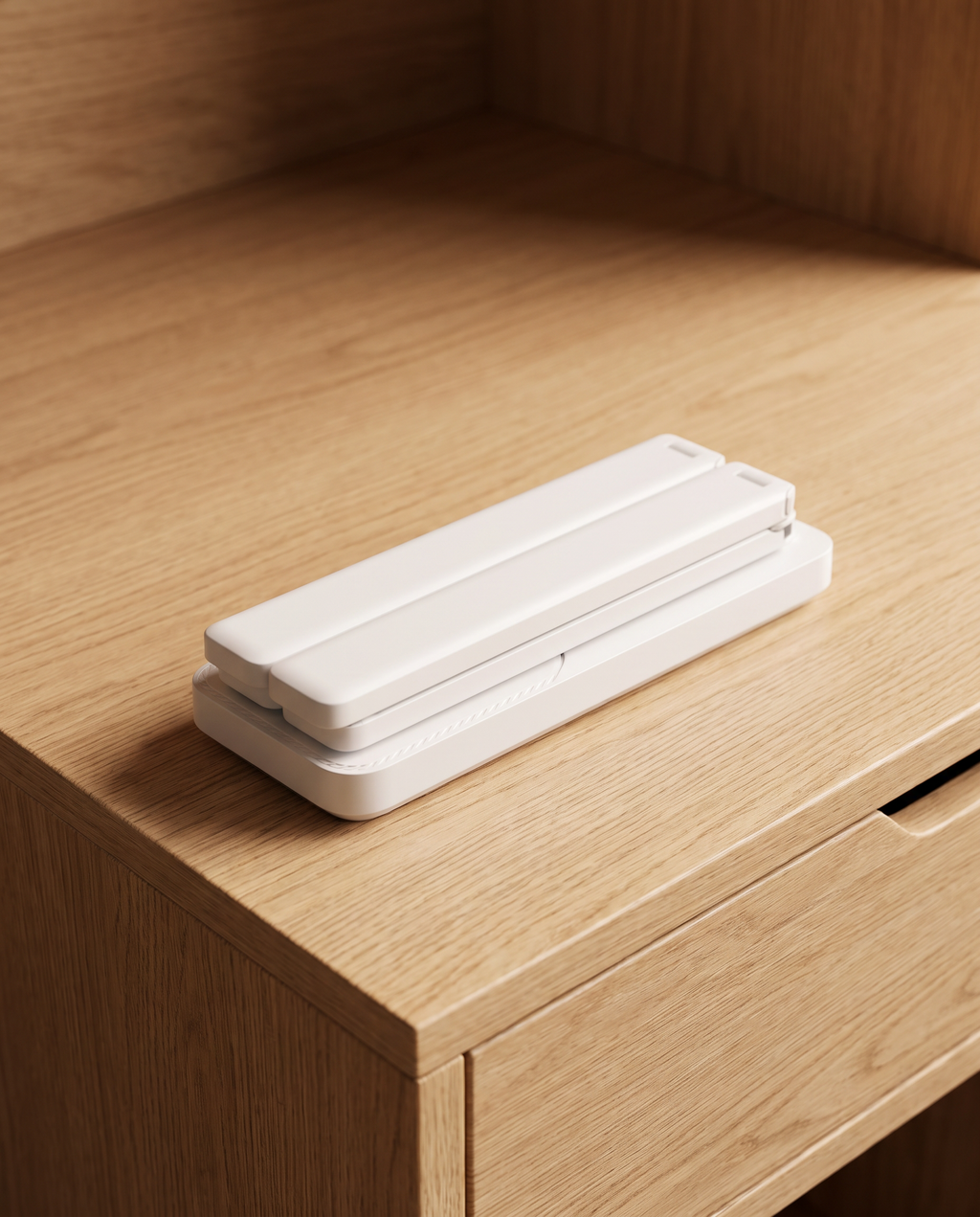 Lampe de bureau repliée à plat, format compact