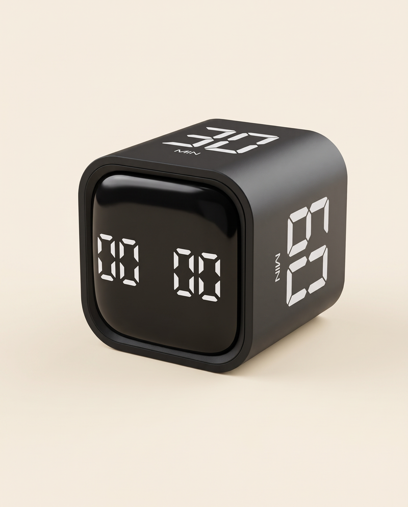Minuteur Pomodoro Cube Focus noir à affichage LED VALORIA