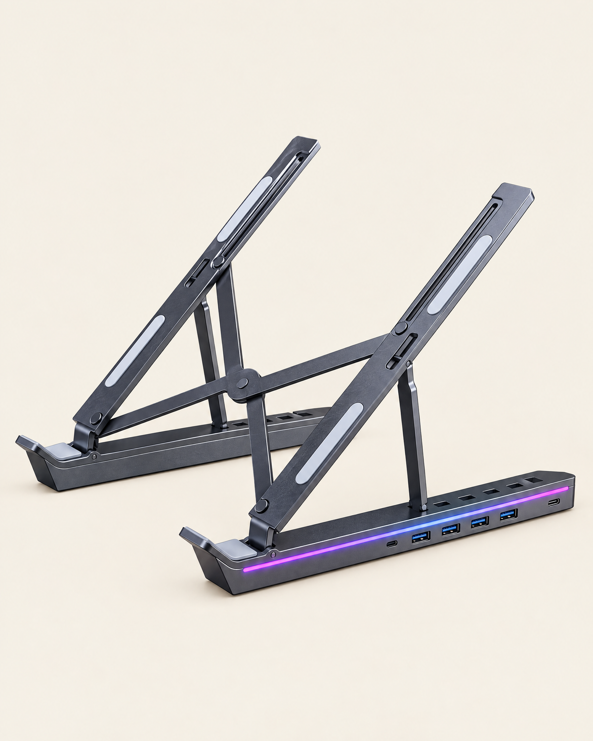 Support PC portable pliable en aluminium avec hub USB 4-en-1 VALORIA
