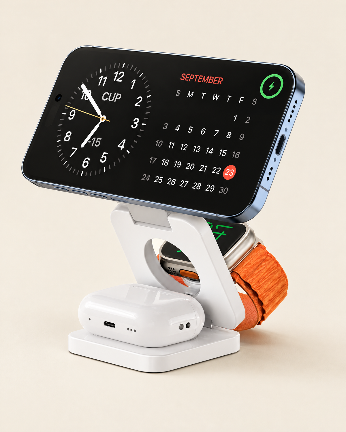 Station de charge 3-en-1 coloris blanc