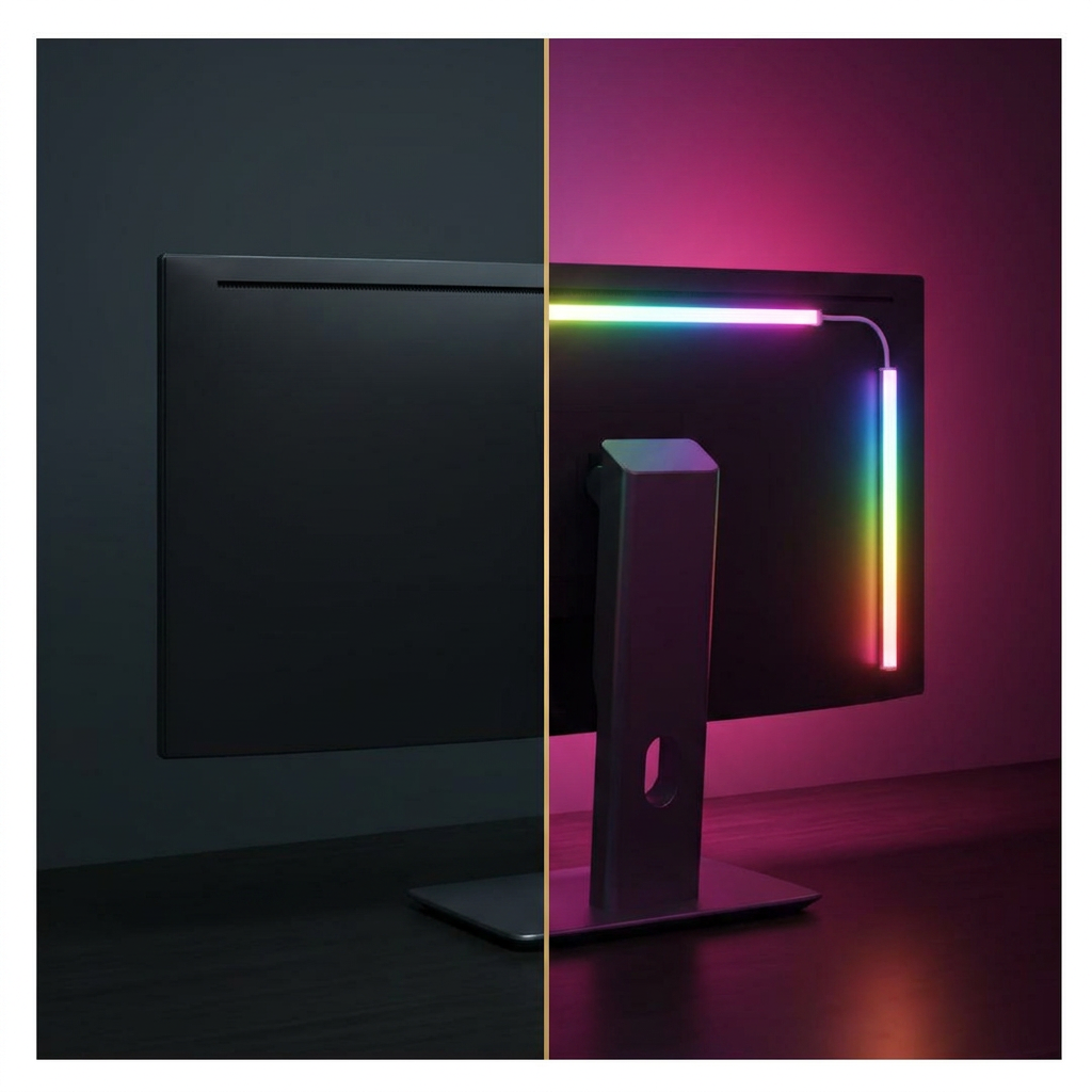 Bande LED RGBIC pour écran — Rétroéclairage USB synchronisé au son