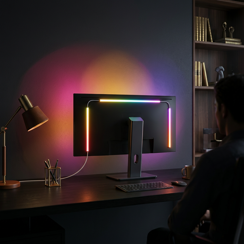 Bande LED RGBIC pour écran — Rétroéclairage USB synchronisé au son
