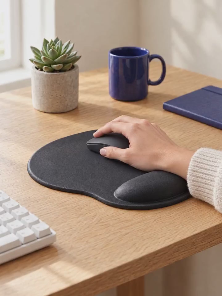 Main qui utilise la souris sur le tapis ergonomique en gel VALORIA